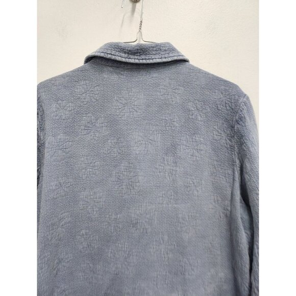 Focus Womens Lagenlook Jacket  Size Small Powder Blue Floral Textured Cotton - Picture 7 of 8